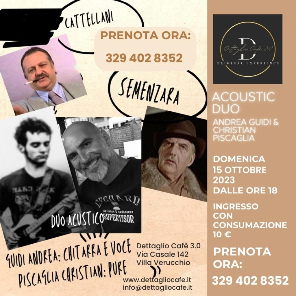 Apericena con Live Music domenica 15 ottobre: Acoustic Duo di Andrea Guidi e Christian Piscaglia | Dettaglio Cafè 3.0 Villa Verucchio Rimini Riccione Cattolica San Marino
